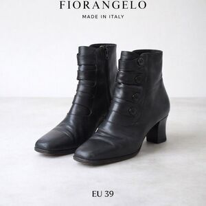 Fiorangelo Handmade Italy Black Leather Ankle Boots US8 Square Toe Old Money